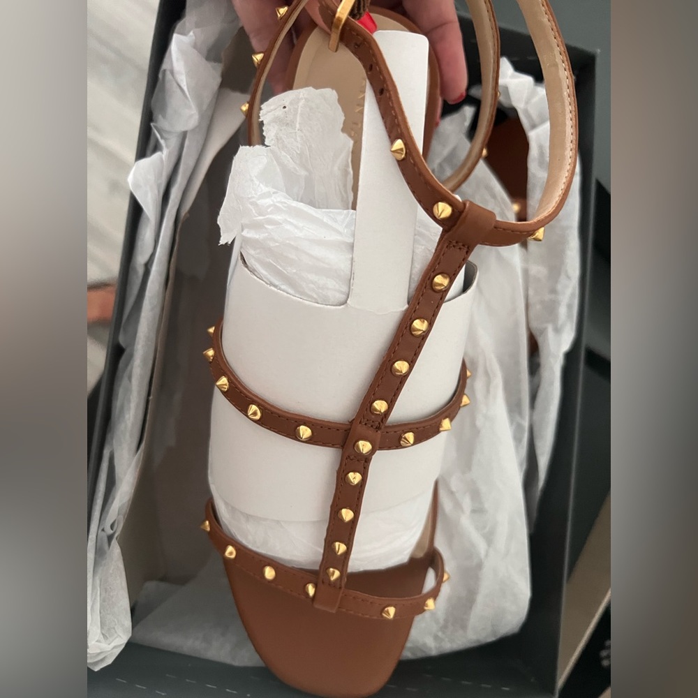 Ann Taylor 9.5 tan leather gladiator sandals. Worn once. Retails for $89